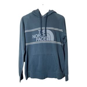The North Face Womens Sweatshirt Hoodie Size Medium Blue Graphic Retro Style